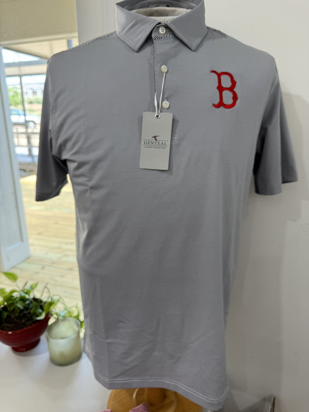 Charcoal Pinstripe Performance Polo
