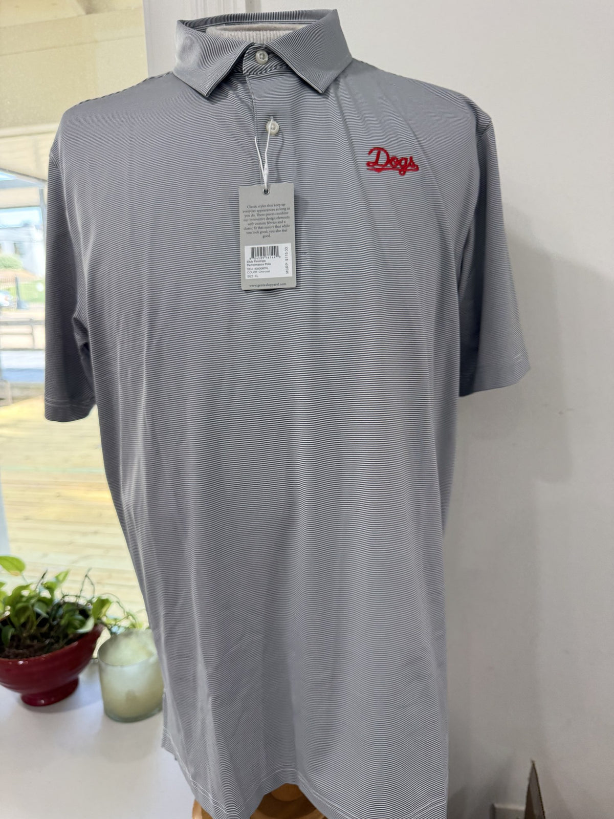 Charcoal Pinstripe Performance Polo